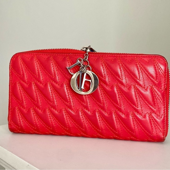 Dior Handbags - Christian Dior Voyageur Red Leather Wallet
